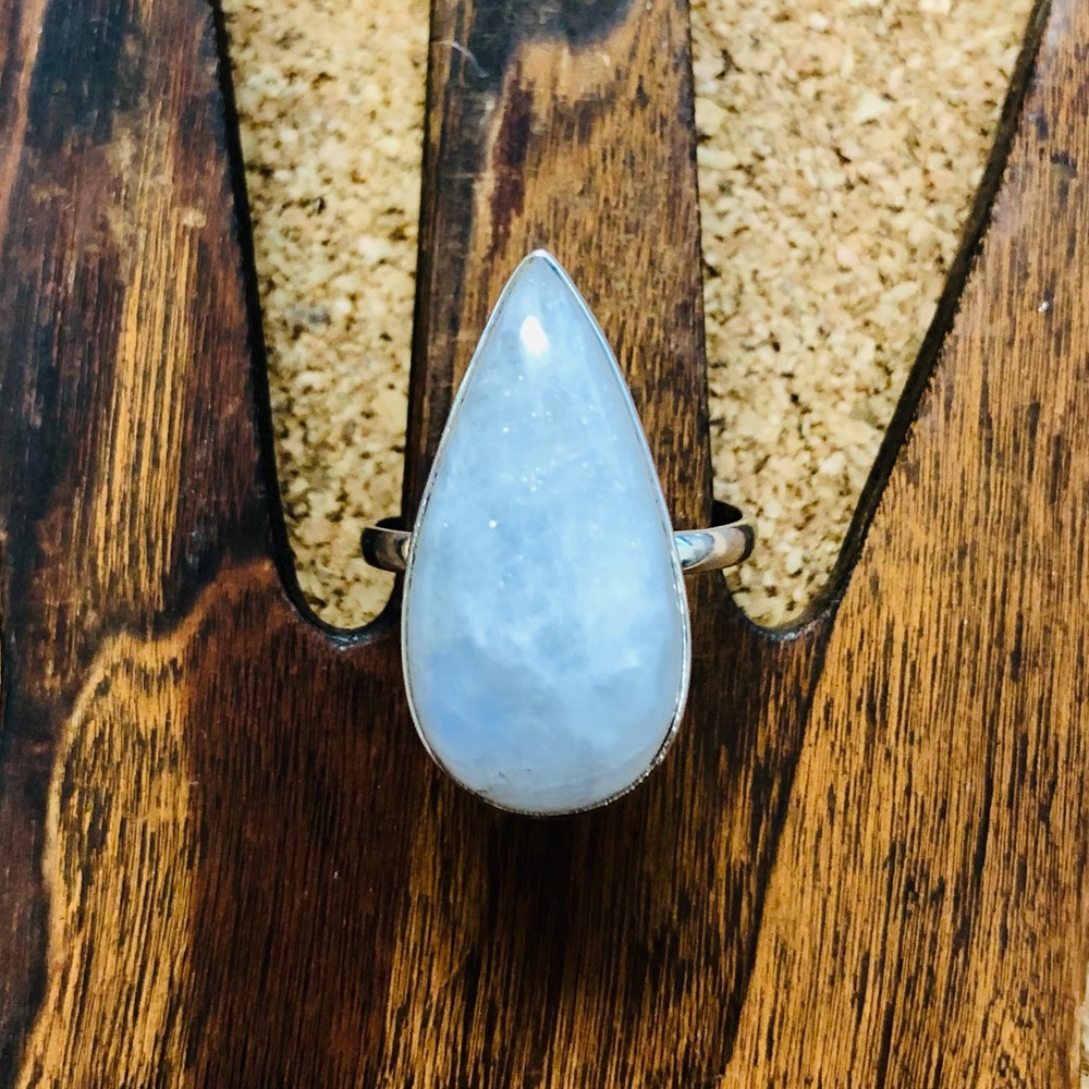 Sterling Silver Native Moonstone Ring Boho Size 8